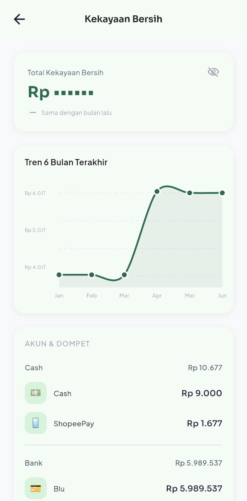 Capria Finance — net worth screen
